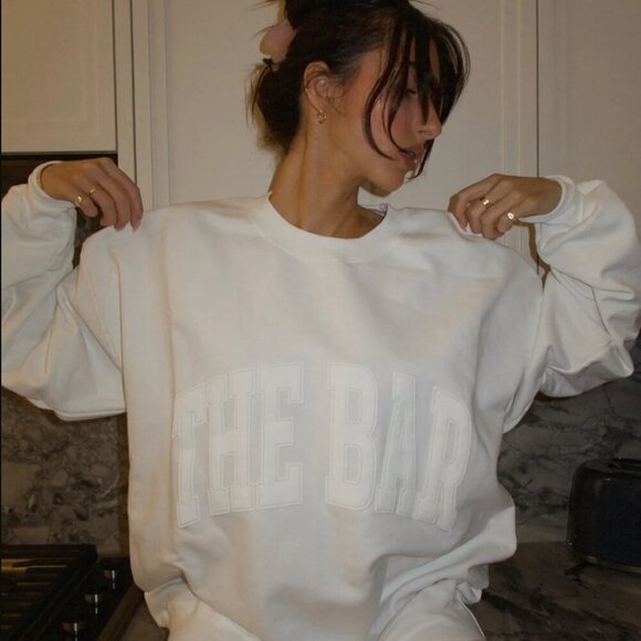 THE BAR White on White Crewneck Sweatshirt in XL - Picture 2 of 9